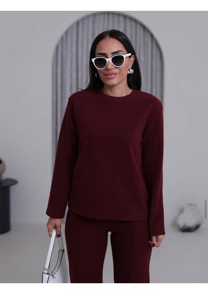 Kadın Selanik Örgü %100 Pamuk Alt Üst Takım Bordo