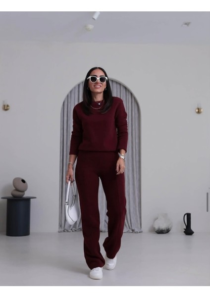 Kadın Selanik Örgü %100 Pamuk Alt Üst Takım Bordo modelleri