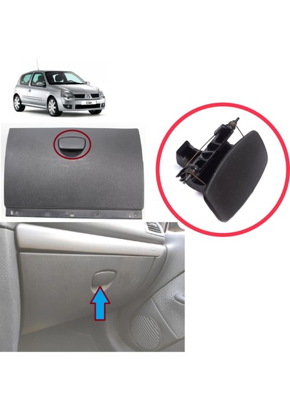 Renault Clio Mk2 Faz 2 2001-2003 Symbol Thalia 2008-2012 Için Torpido Kapak Açma Mandalı Yaylı Siyah fırsatları