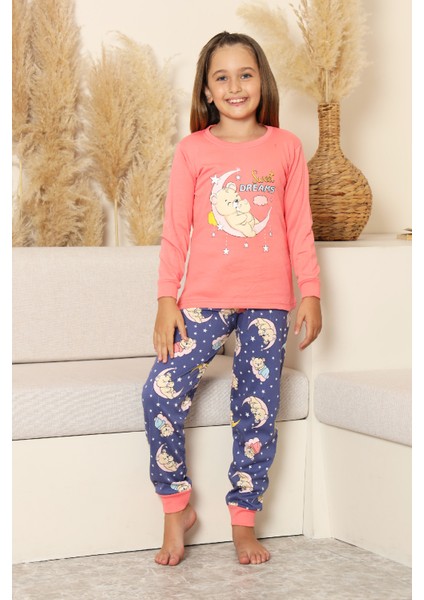 Kız Çocuk %100 Pamuk Interlok Kumaş Pijama Takımı 6-15 Yaş 12421 modelleri