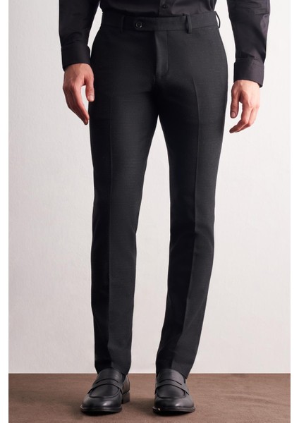 Siyah Yan Cep Açık Paça Esnek Slim Fit Classic Classic Pantolon 1003255163