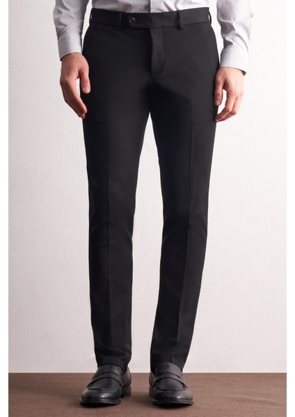 Siyah Yan Cep Açık Paça Esnek Slim Fit Classic Casual Pantolon 1003255153