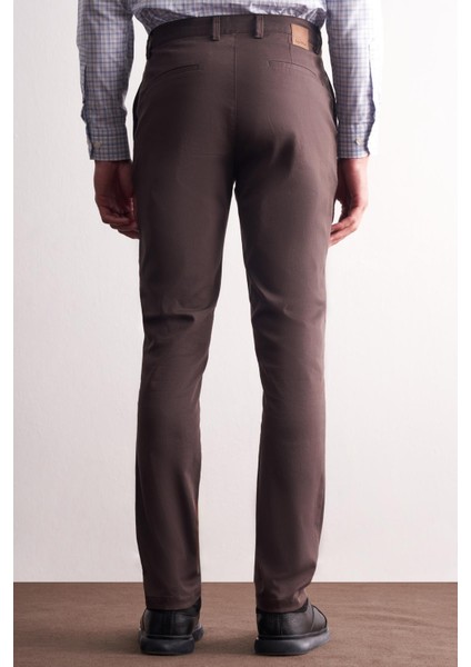 Koyu Kahverengi Yan Cep Düz Paça Pamuklu Slim Fit Chino Casual Pantolon 1003255165 fırsatları