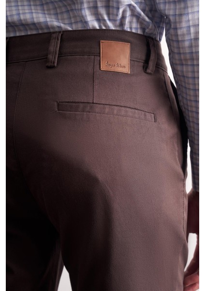 Koyu Kahverengi Yan Cep Düz Paça Pamuklu Slim Fit Chino Casual Pantolon 1003255165 indirimleri