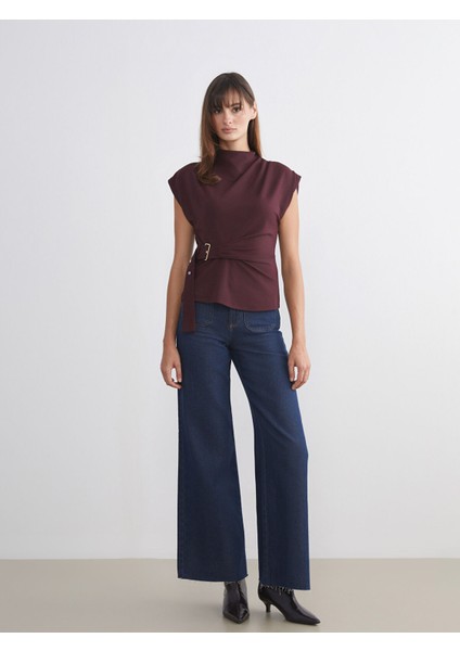 Yeni Sezon Dik Yaka Kemerli Bluz fırsatları