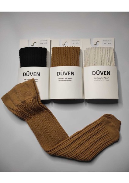 3'lü Paket Yumuşacık Dokusu Klasik Örgü Deseniyle Kalın Kışlık Renkli Dizaltı Çorap