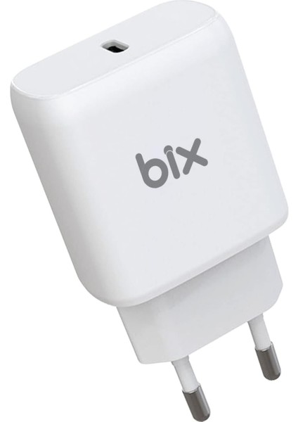 Bix BX-PD25TA 25W Pd Type-C Hızlı Şarj Adaptörü 15/14/13/12 Pro Max, Galaxy, Hızlı Şarj Protokolü Destekli, S24/S23/S22/S21/ 10, Mate 50 Pro