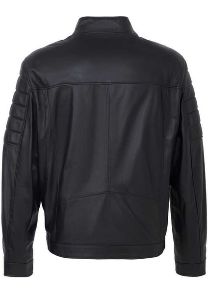 Siyah Hakiki Deri Erkek Hakiki Deri Mont - E24BDM310558-Q3H