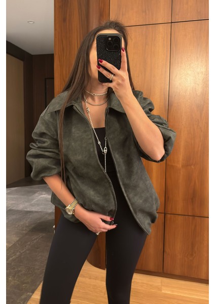 Premium Deri Bomber Ceket- Antrasit