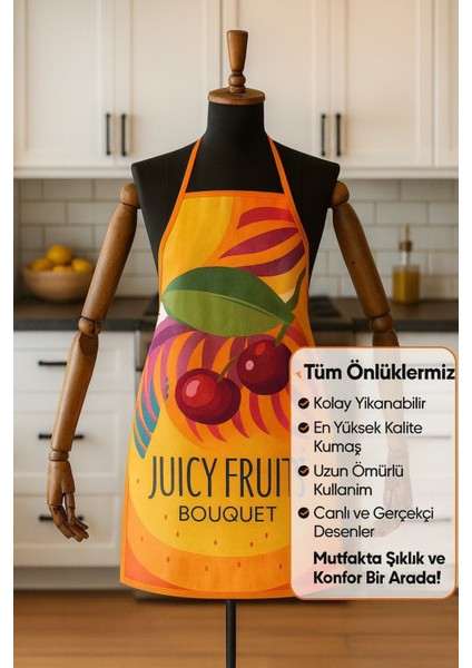 Dijital Baskılı Su Sıvı Geçirmez Leke Tutmaz Mutfak Önlüğü Cherry modelleri