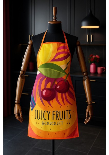 Dijital Baskılı Su Sıvı Geçirmez Leke Tutmaz Mutfak Önlüğü Cherry indirimleri