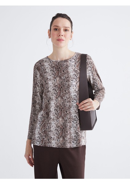 Yeni Sezon Bisiklet Yaka Desenli Bluz