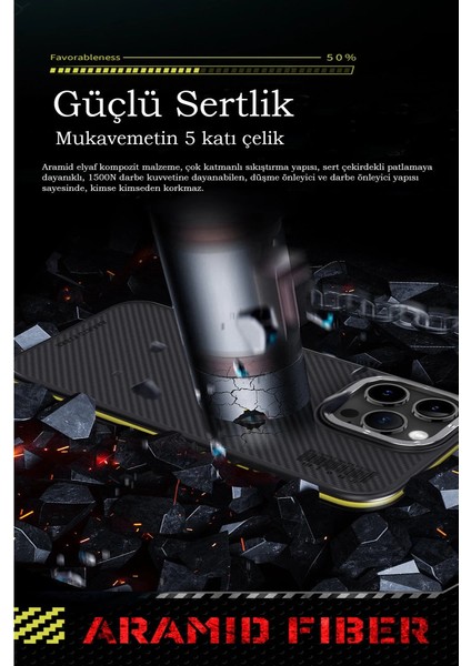 Joko Iphone 15 Pro Max Kılıf Aramid 600D Kevlar Karbon Fiber Magsafe Kapak - Kırmızı modelleri