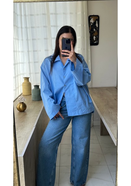 Mavi Poplin Gömlek