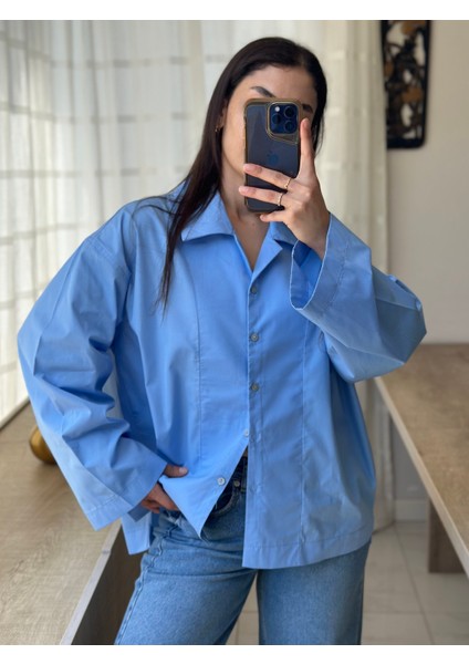 Mavi Poplin Gömlek modelleri