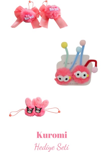 Kuromili Ponpon Kız Çocuk Toka Seti- Hediyelik Toka Seti-3 Çift-6 Toka