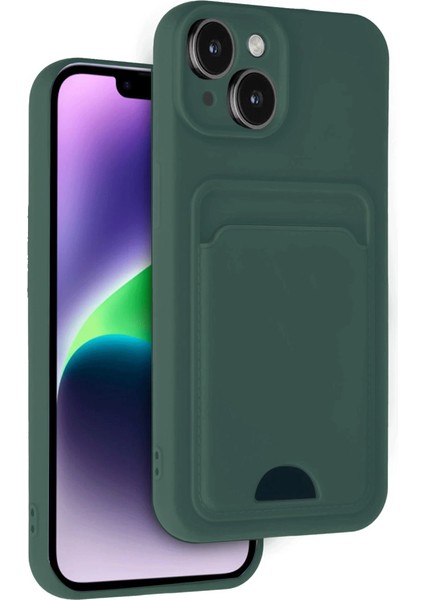 Iphone 14 Kılıf Kelvin Kartvizitli Silikon - Koyu Yeşil