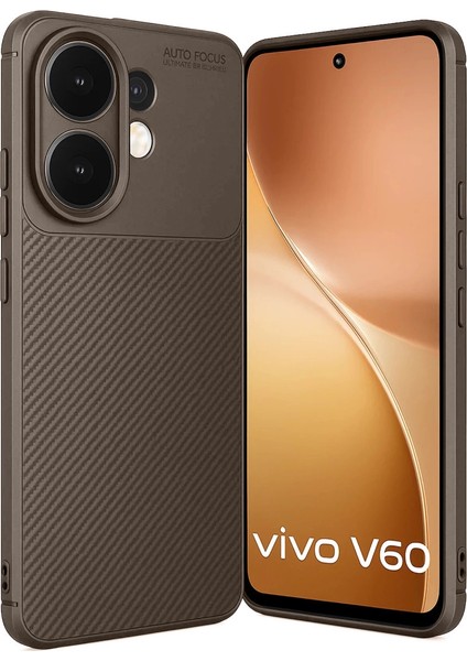 Vivo V60 5g Auto Focus Karbon Kapak - Kahverengi
