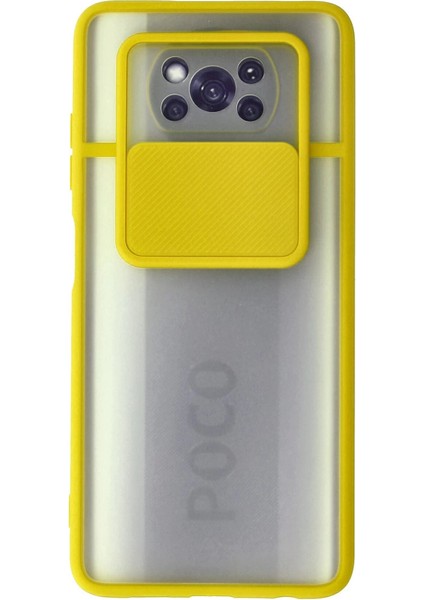 Xiaomi Pocophone X3 Kılıf Palm Buzlu Kamera Sürgülü Silikon - Sarı