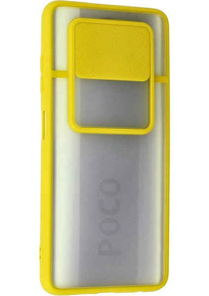 Xiaomi Pocophone X3 Kılıf Palm Buzlu Kamera Sürgülü Silikon - Sarı modelleri