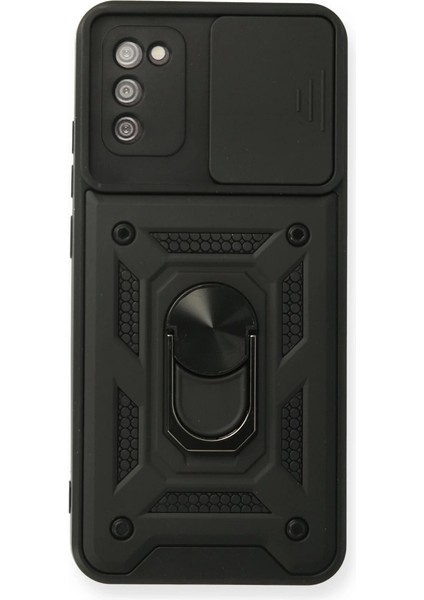 Samsung Galaxy A02S Kılıf Pars Lens Yüzüklü Silikon - Siyah