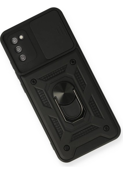 Samsung Galaxy A02S Kılıf Pars Lens Yüzüklü Silikon - Siyah modelleri