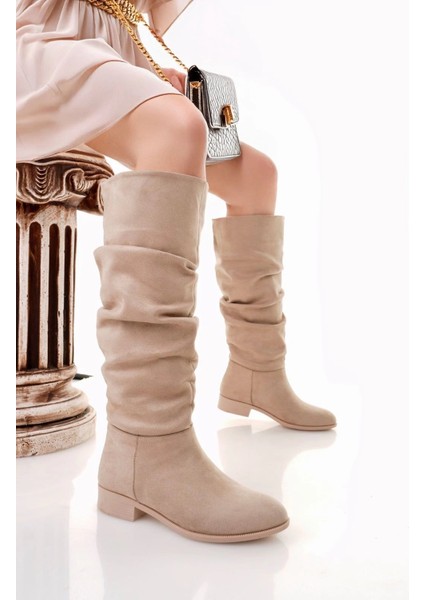 Sptrns Winda Bej Süet Körüklü Çizme (Numara: 36)