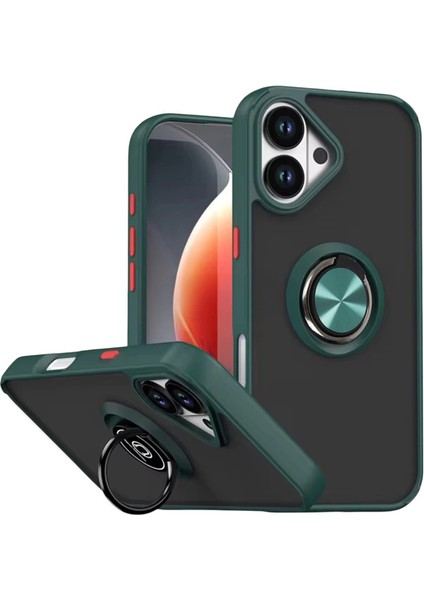 Apple Iphone 17 Montreal Yüzüklü Silikon Kapak - Yeşil