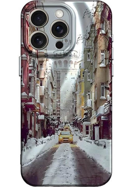 Iphone 14 Pro Kılıf Crew Desenli Kapak - Galata Kulesi