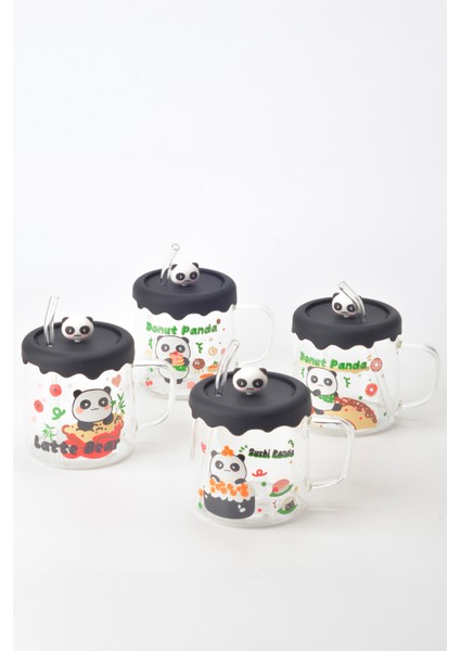 Sılıkon Kapaklı Pıpetlı 500 ml Cam Kupa