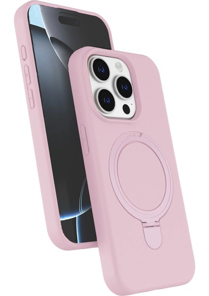 Apple Iphone 15 Pro Max Regal Magsafe Standlı Kapak - Açık Pembe
