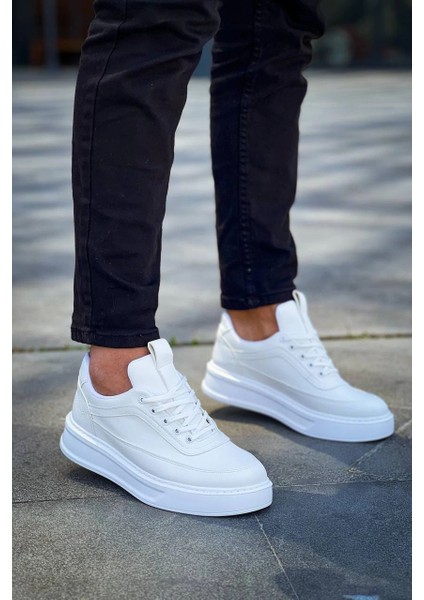 Yzlal KB-006 Kuback Beyaz Cilt Yüksek Taban Bağcıklı Günlük Erkek Ayakkabı (Numara: 40) indirimleri