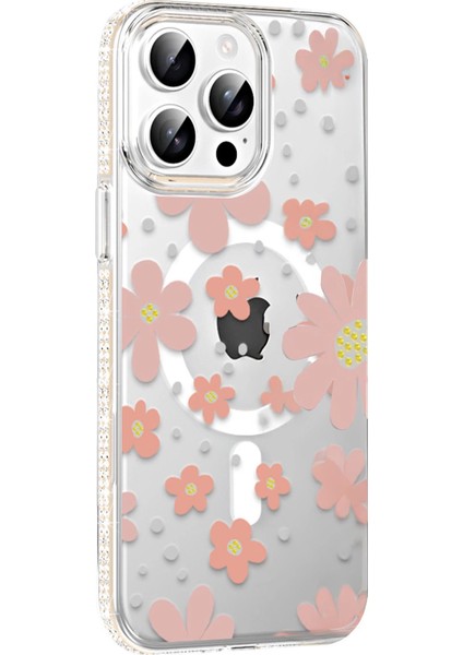 Joko Apple Iphone 15 Pro Floral Magsafe Kapak - Pembe