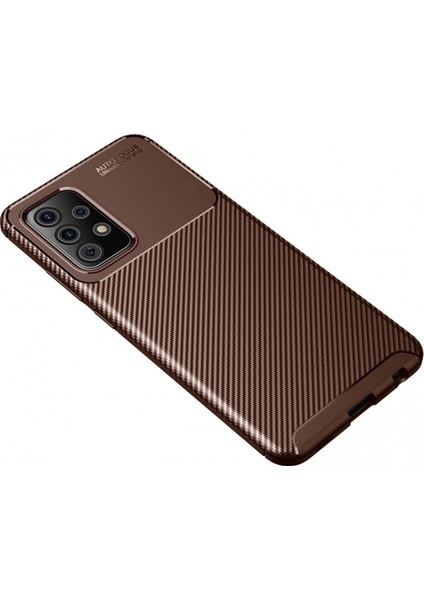 Samsung Galaxy A72 Kılıf Auto Focus Karbon Kapak - Kahverengi fiyatları