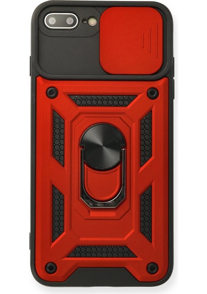 Iphone 7 Plus Kılıf Pars Lens Yüzüklü Silikon - Kırmızı