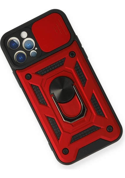 Iphone 12 Pro Kılıf Pars Lens Yüzüklü Silikon - Kırmızı modelleri