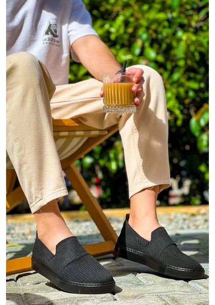 Yzlal KB-114 Kuback Siyah Triko Siyah Yüksek Taban Bağcıksız Günlük Erkek Ayakkabı (Numara: 43)