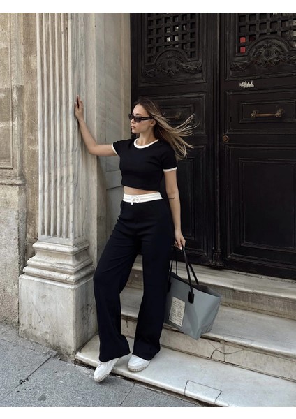 Crop Pantolon Biyeli Takım Siyah fiyatları