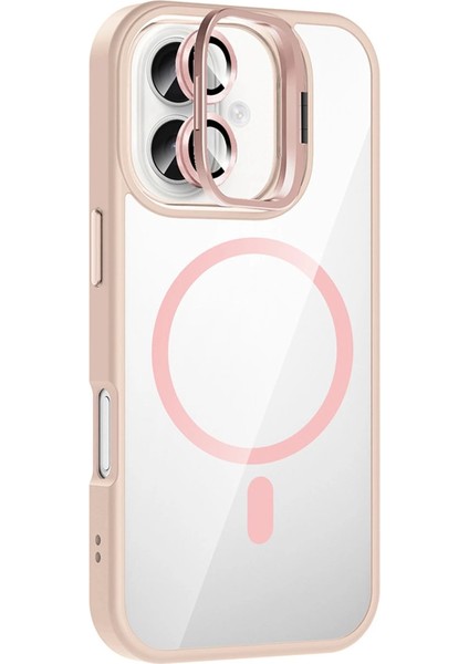 Joko Apple Iphone 16 Remim Lensli Magsafe Standlı Kapak - Pembe