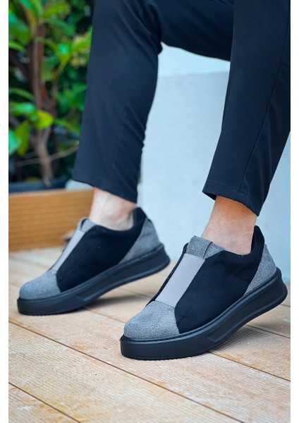 Yzlal KB-007 Kuback Siyah Gri Siyah Yüksek Taban Tek Bant Bağcıksız Günlük Erkek (Numara: 40) fiyatları