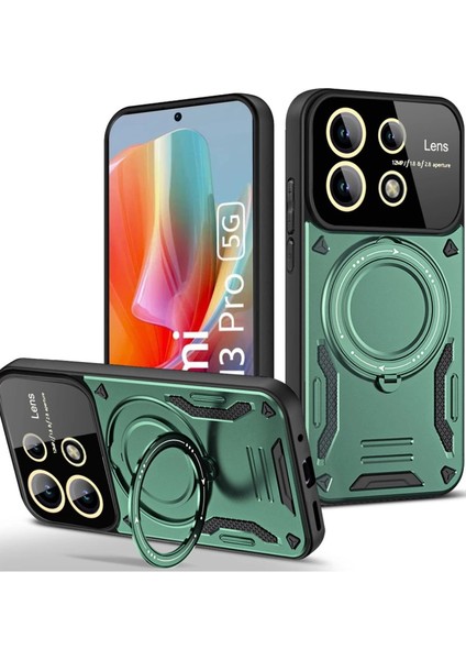 Xiaomi Redmi Note 13 Pro 4g Kılıf Joy Lens Standlı Kapak - Koyu Yeşil