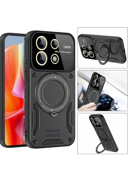 Xiaomi Redmi Note 13 Pro 4g Kılıf Joy Lens Standlı Kapak - Koyu Yeşil modelleri