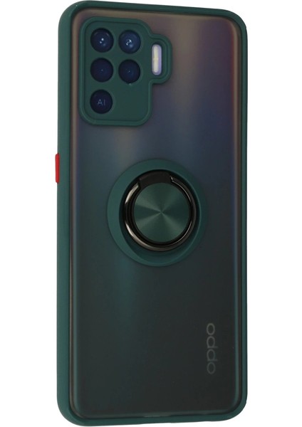Oppo Reno 5 Lite Kılıf Montreal Yüzüklü Silikon Kapak - Yeşil fiyatları