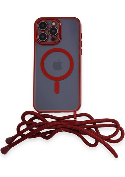 Iphone 14 Pro Max Kılıf Divo Lazer Askılı Magsafe Kapak - Kırmızı