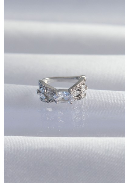 Pirinç Gümüş Renk Zirkon Taş Kaplama Earcuff Küpe - TJ-BKP9336