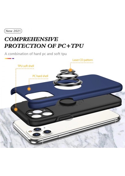 Iphone 11 Pro Max Kılıf Elit Yüzüklü Kapak - Lacivert fiyatları