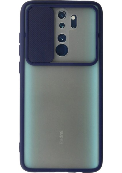 Xiaomi Redmi Note 8 Pro Kılıf Palm Buzlu Kamera Sürgülü Silikon - Lacivert