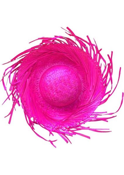 Tropikal Parti Pembe Fuşya Hasır Hawaii Şapkası 13X36 cm fırsatları