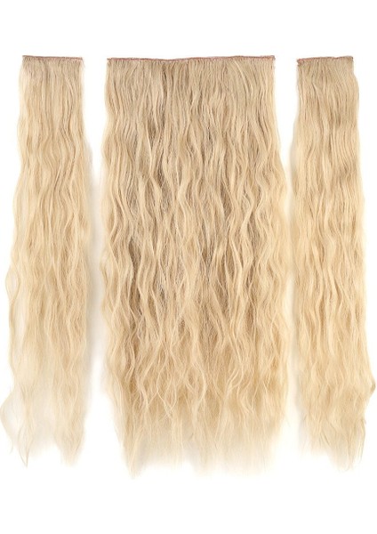 Fiber Sentetik Kabarık Dalgalı Yarım Ay + 2 Yan Çıt Çıt / Kumral Beyaz Platin Röfleli fiyatları