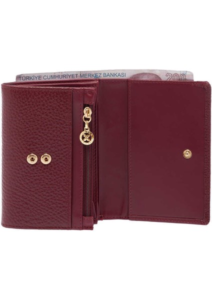 Bordo Hakiki Deri Kadın Cüzdan - S1CB00005815-D8M
